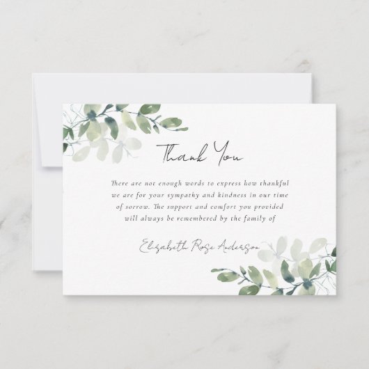 Beileid Eukalyptus Funeral Dankeskarte (Vorderseite)