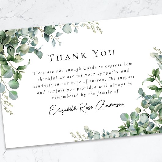 Beileid Eukalyptus Funeral Dankeskarte