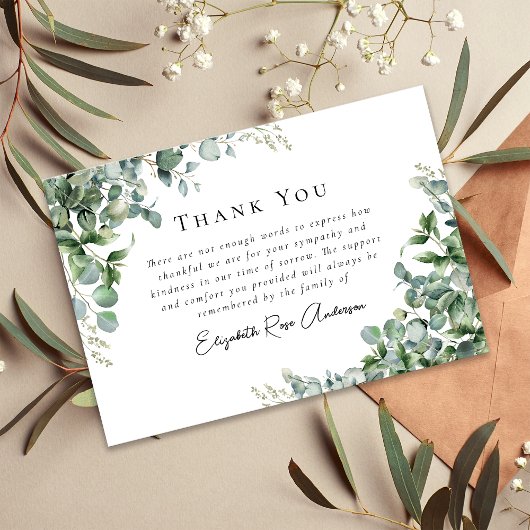 Beileid Eukalyptus Funeral Dankeskarte