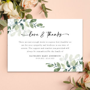 Beileid Eukalyptus Funeral Dankeskarte