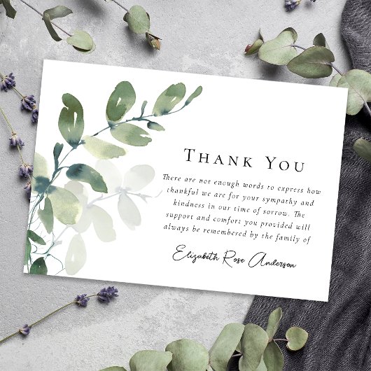 Beileid Eukalyptus Funeral Dankeskarte