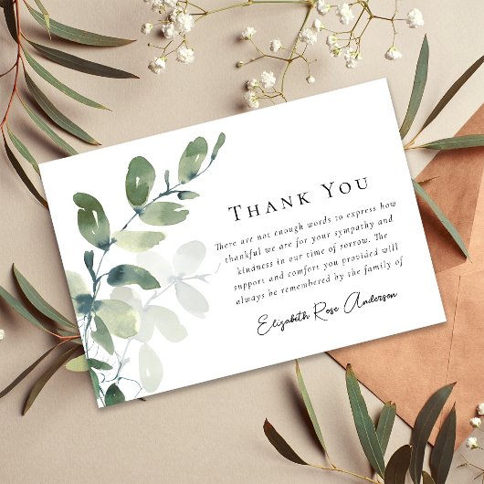 Beileid Eukalyptus Funeral Dankeskarte