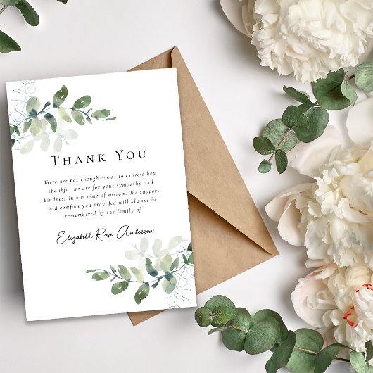 Beileid Eukalyptus Funeral Dankeskarte