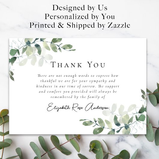 Beileid Eukalyptus Funeral Dankeskarte
