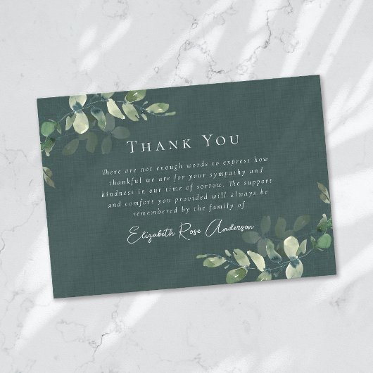 Beileid Eukalyptus Funeral Dankeskarte