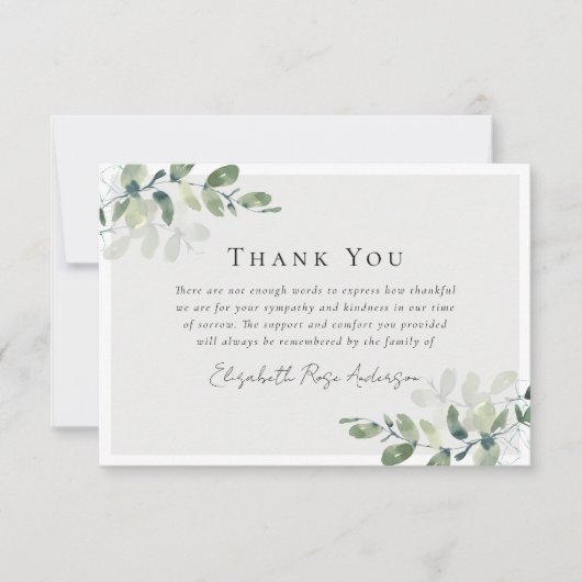 Beileid Eukalyptus Funeral Dankeskarte (Vorderseite)