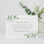 Beileid Eukalyptus Funeral Dankeskarte (Stehend Vorderseite)