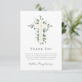 Beileid Eukalyptus Gold Cross Beerdigung Dankeskarte (Stehend Vorderseite)