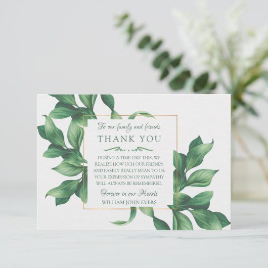 Beileid Foliage Danke Karte (Stehend Vorderseite)