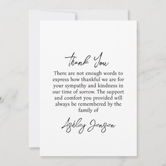 Beileid Foto Beerdigung Danke Karte (Rückseite)