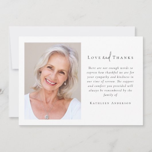 Beileid Foto Beerdigung Dankeskarte (Vorderseite)