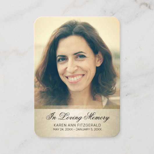 Beileid Foto Black Script Gold Bestattungskarte Visitenkarte (Vorderseite)