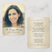 Beileid Foto Black Script Gold Bestattungskarte Visitenkarte (Vorne/Hinten)