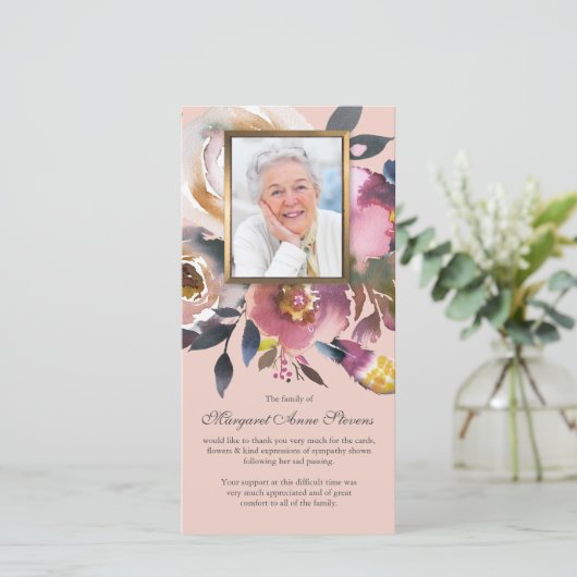 Beileid Foto Blumenbeerdigung Dankeschön Karten (Stehend Vorderseite)
