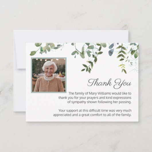 Beileid Foto Grüne Beerdigung Danke (Vorderseite)