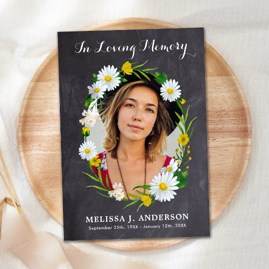 Beileid Foto Memorial Daisy Blumenbeerdigung Dankeskarte