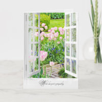 Beileid Frühlingspark mit rosa Tulpen