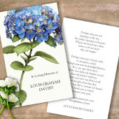 Beileid Funeral Blue Hydrangea Gebet Karten