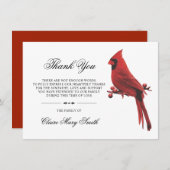 Beileid Funeral DANK IHNEN Kardinal Bird Dankeskarte (Vorne/Hinten)