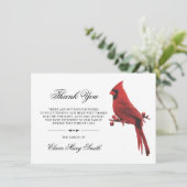 Beileid Funeral DANK IHNEN Kardinal Bird Dankeskarte (Stehend Vorderseite)