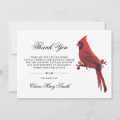 Beileid Funeral DANK IHNEN Kardinal Bird Dankeskarte (Vorderseite)