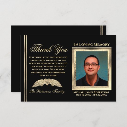 Beileid Funeral Foto DANKE (Vorne/Hinten)