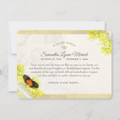 Beileid für antike Blumenschmetterlinge Danke Kart Einladung (Rückseite)