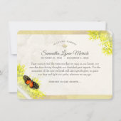 Beileid für antike Blumenschmetterlinge Danke Kart Einladung (Rückseite)