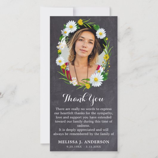 Beileid für Blumengewohnheiten Dankeskarte (Vorderseite)