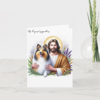 Beileid für den Hund Loss Jesus mit Collie Card Karte
