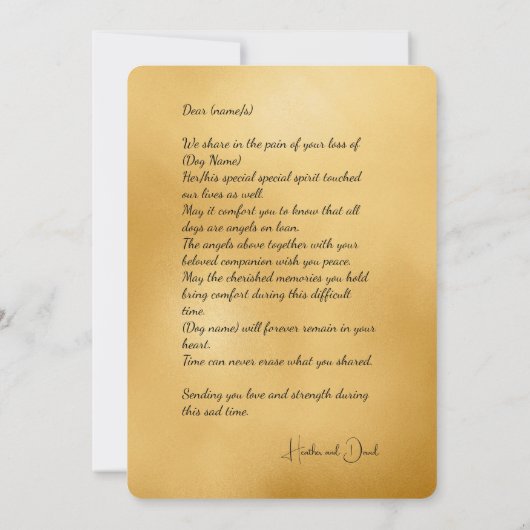 Beileid für den Loss White French Bulldog Angel Ar (Rückseite)