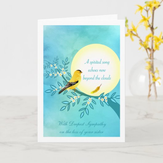 Beileid für den Schwesterverlust des Goldfinch-Vog Karte (Gelbe Blume)