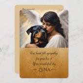 Beileid für den Verlust der Rottweiler Angel Art Einladung (Vorne/Hinten)