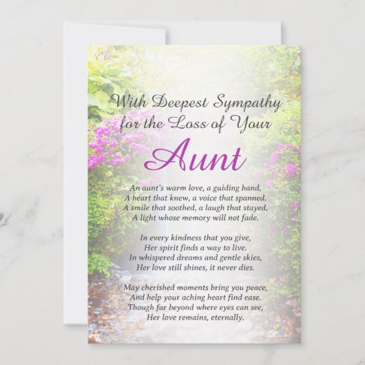 Beileid für den Verlust einer Tante Karte (Vorderseite)