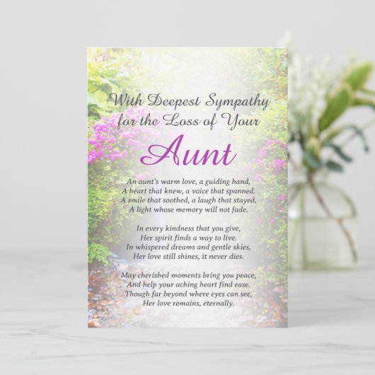 Beileid für den Verlust einer Tante Karte (Stehend Vorderseite)