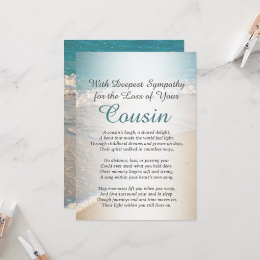 Beileid für den Verlust eines Cousins Karte (Vorderseite/Rückseite Beispiel)