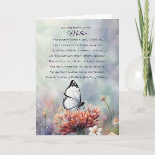 Beileid für den Verlust von Mutterleib und Schmett Karte (Vorderseite)