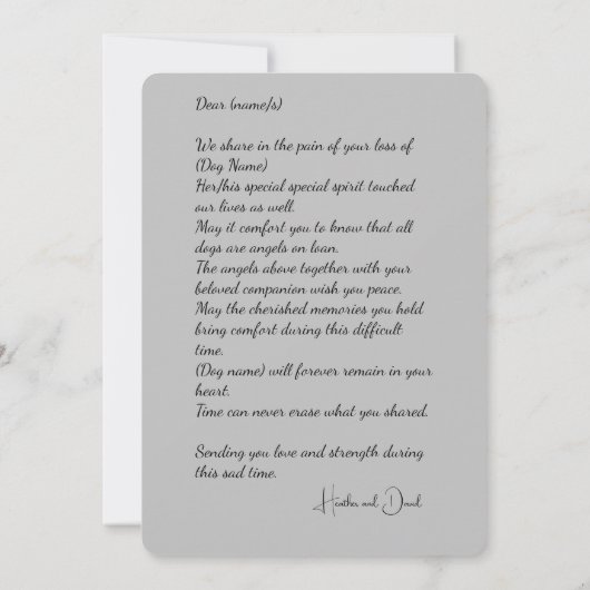 Beileid für den Verlust von Schwarzwäldern Einladung (Rückseite)