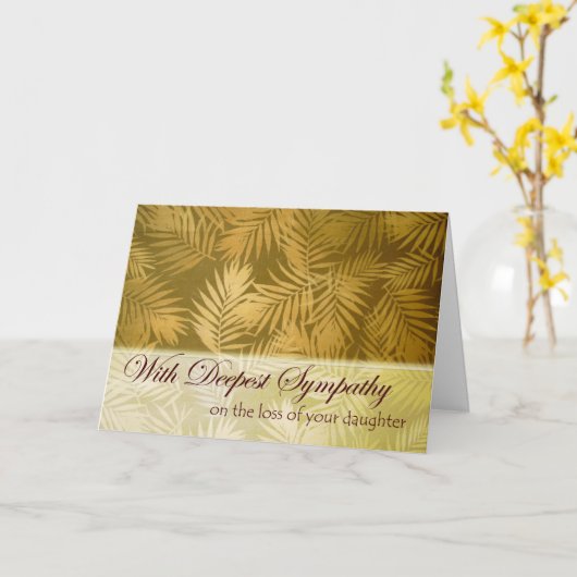 Beileid für den Verlust von Tochter, Palmfronten Karte (Gelbe Blume)