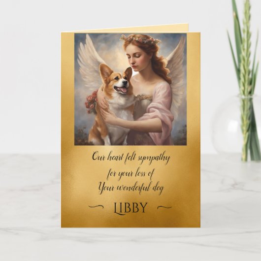 Beileid für die Lost Corgi Gold Angel Card Einladung (Vorderseite)