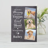 Beileid für Haustiere Personalisiert 3 Foto Hundem Dankeskarte (Stehend Vorderseite)