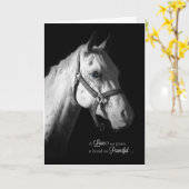 Beileid für Haustiere - Weißes Pferd auf Schwarz Karte (Gelbe Blume)