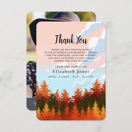 Beileid für Herbst-Wälder Vielen Dank Dankeskarte (Vorne/Hinten)