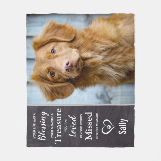 Beileid für Hunde-Memorial Foto halten Fleecedecke (Vorderseite)