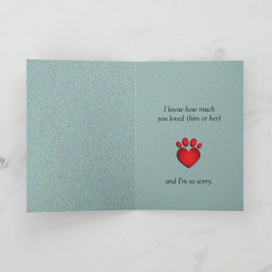 Beileid für Katzen oder Hunde Karte (Innenseite)