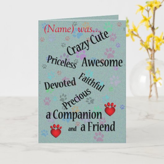 Beileid für Katzen oder Hunde Karte (Gelbe Blume)