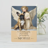 Beileid für Loss French Bulldog Angel Art Einladung (Stehend Vorderseite)