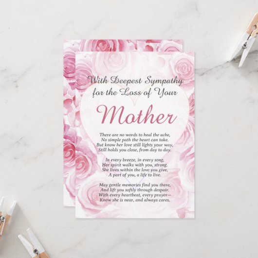 Beileid für Mutterverlust Karte (Vorderseite/Rückseite Beispiel)