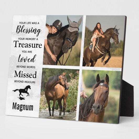 Beileid für Pferdejäger Marmor Keepake Fotoplatte (Seite)