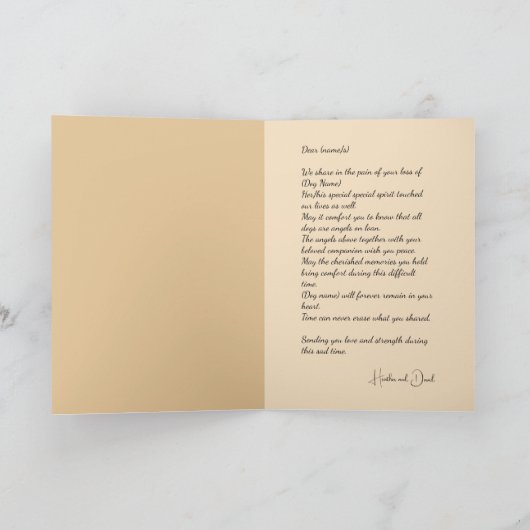 Beileid für verlassene Goldendoodle Karte (Innenseite)